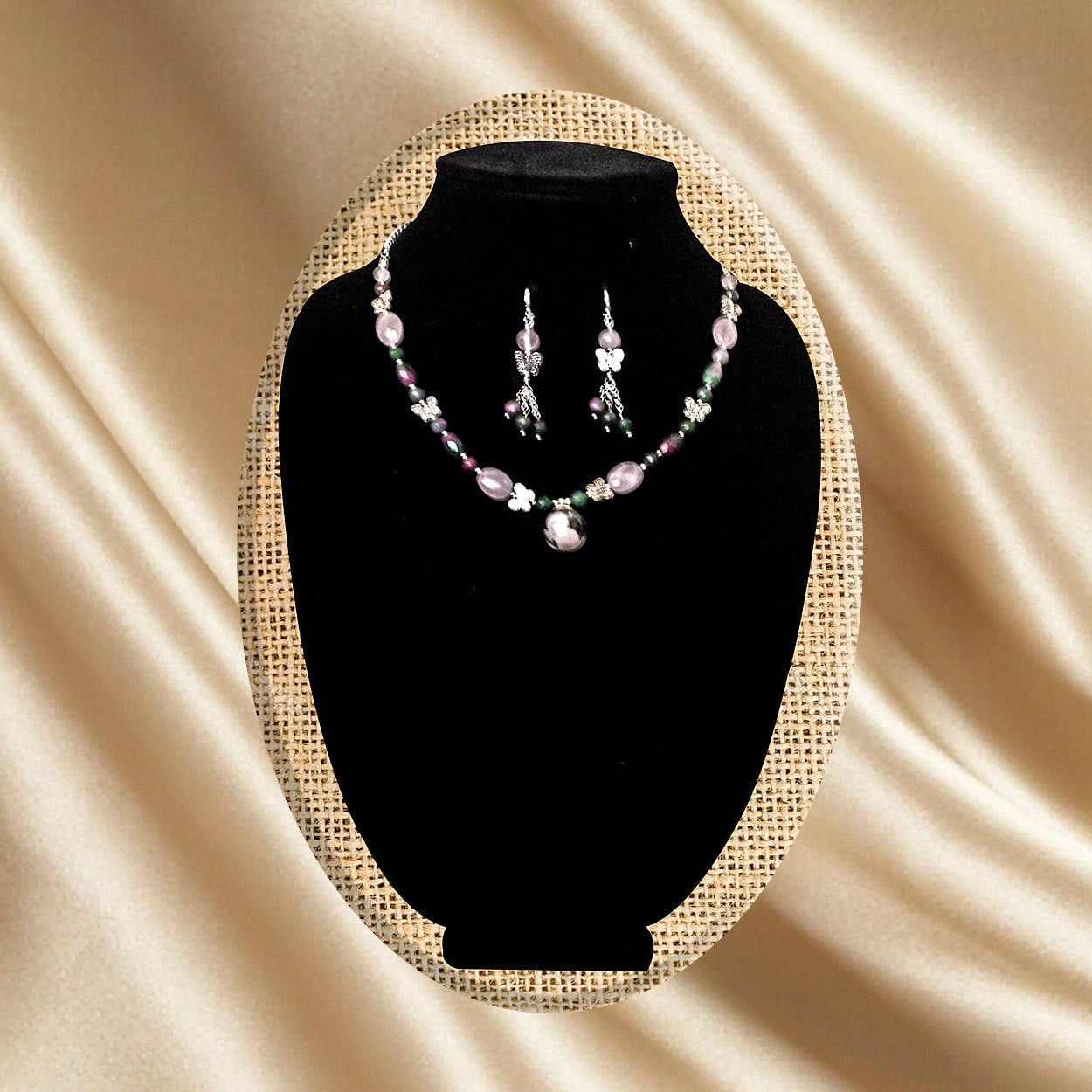 Schmuck Set - Terrarium Halskette Und Ohrringe Rosenquarz Achat Kette Aus Sterlingsilber Ohr Drähte Schmuck Set - Terrarium Halskette Und Ohrringe Rosenquarz Achat Kette Aus Sterlingsilber Ohr Drähte von DoinaJewelryCreation