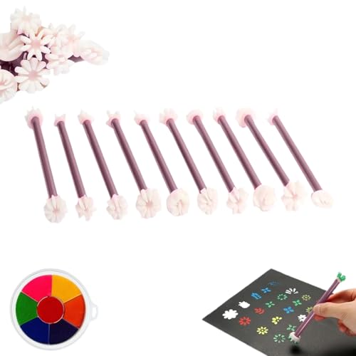 Doiyislem Florales Dotting Werkzeug,10 Stücke Blütenblatt Punkt Kunst Prägestempel,Doppelseitige Multifunktion Stempelstifte für Scrapbooking Tagebuch Bastelprojekte - Keramikkarten Handwerk Zubehör von Doiyislem