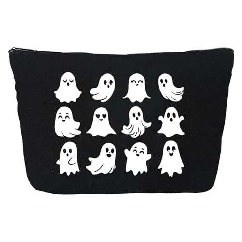 Doiyislem Kosmetik Makeup Tasche | Halloween Geisterdruck Makeup Pinsel Tasche - Organizer aus Leinwand zur Aufbewahrung für Damen zu Hause im Raum in der Schule beim Camping und für den Alltag von Doiyislem