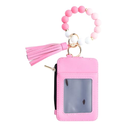 Doiyislem Schlüsselband mit Geldbörse | Kartenhalter mit Perlenquaste und Armband | Kartenetui Organizer für die Damen,Party Verabredung Geburtstag Feiertag Urlaub Einkaufen Reisen von Doiyislem