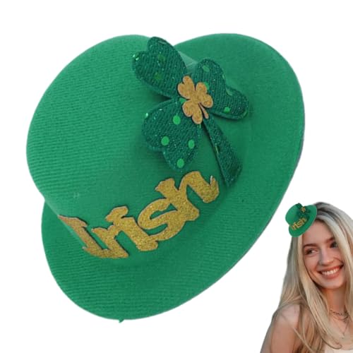 Doiyislem St. Patrick's Day Hut-Haarspangen,St. Patricks Day Haarspange, Haarschmuck Lucky Leaves Hutförmige grüne Haarspange, Grüne irische Festival-Haarspangen, vielseitige Glückshaarspangen für von Doiyislem