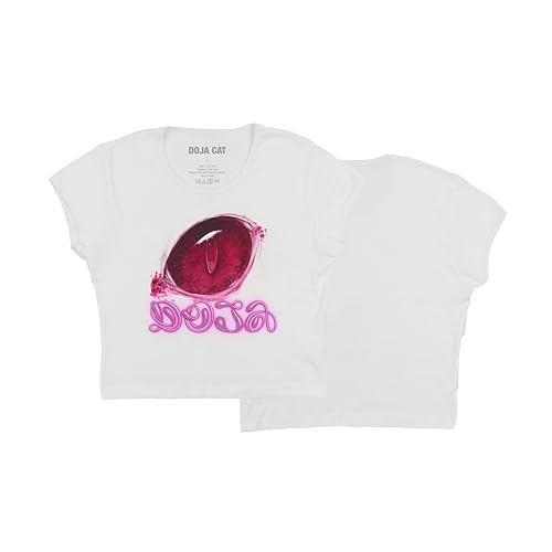 Doja Cat Damen Offizielles The Scarlet Tour Merch Crop T-Shirt, Weiss/opulenter Garten, Groß von Doja Cat