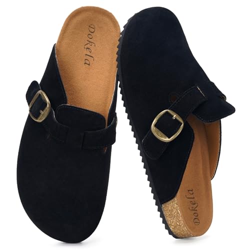 Dokela Pantoletten Damen Herren Sommer Weich Schlappen Mules Flexible Clogs Orthopädische Hausschuhe rutschfeste, Schwarz, 39 EU von Dokela