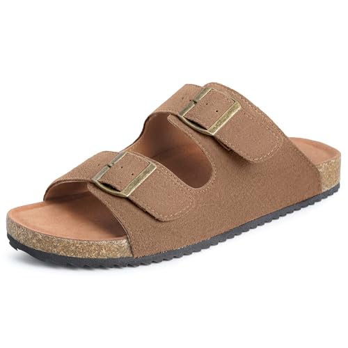 Damen Pantoletten Herren Sandalen Verstellbare Hausschuhe Unisex-Erwachsene Slides Slipper Hauslatschen Classic Gartenschuhe rutschfeste Braun EU45 von Dokela
