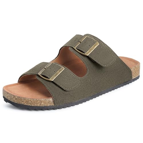 Damen Pantoletten Herren Sandalen Verstellbare Hausschuhe Unisex-Erwachsene Slides Slipper Hauslatschen Classic Gartenschuhe rutschfeste Grün EU43 von Dokela