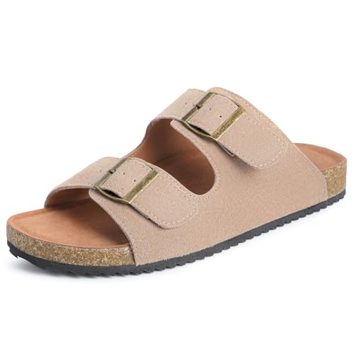 Damen Pantoletten Herren Sandalen Verstellbare Hausschuhe Unisex-Erwachsene Slides Slipper Hauslatschen Classic Gartenschuhe rutschfeste Hellbraun EU36 von Dokela