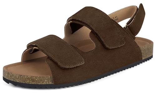 Pantoletten Unisex-Erwachsene Leder Kork-Fußbett Sandalen Hausschuhe Arbeitsschuhe Bequeme Classic Clogs, Braun, 36 EU von Dokela