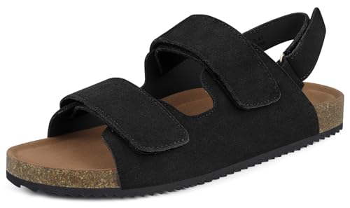 Sandalen Unisex-Erwachsene Pantoletten Damen Herren Hausschuhe Sommerschuhe Kork-Fußbett Pantoffeln Clogs, Schwarz, 38 EU von Dokela