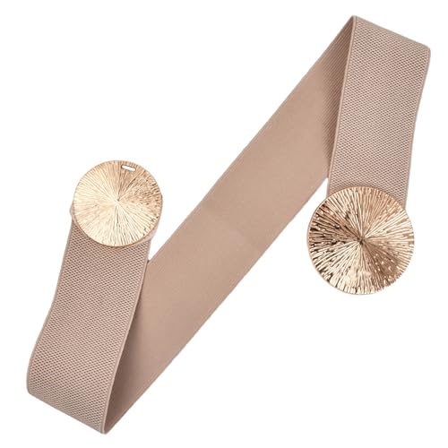 Dokeno Elastische Gürtel Damen 6 cm Breit Taillengürtel Mode Schnalle Gürtel mit Metallschnalle Stretchgürtel Damen Stretchy Gürtel Mode Damengürtel für Frauen Kleider Jeans Hosen (Aprikosenfarbe) von Dokeno