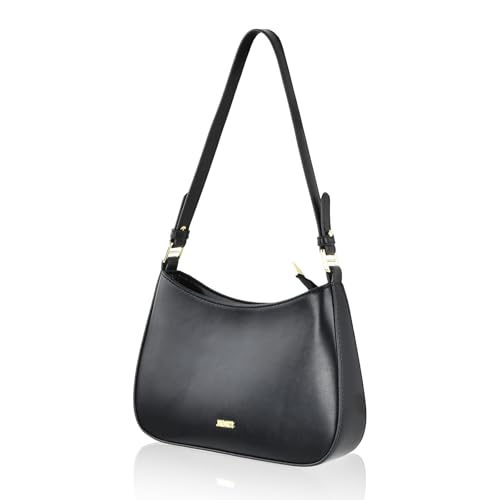 Dokeno Umhängetasche Damen klein, Umhängetasche Damen mit 2 Schultergurten Schwarz Handtasche Damen klein PU Leder Y2K Schultertasche Vintage für Frauen Dating Reisen Party Einkaufe von Dokeno