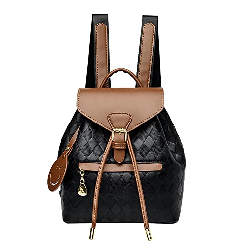 Patchwork von Luxe PU Leder Damen Rucksack PU Lederrucksack Rücksack Damen Leder Tasche Schulrucksack mit Mode Niet Design für Mädchen,L von DokinReich