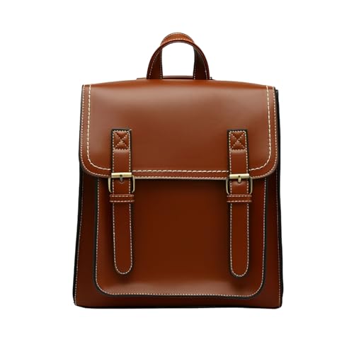 Retro PU Leder Vintage Damen Rucksack Damentasche Schultertasche 2 in 1 Damen Rucksack für Mädchen (Braun) von DokinReich