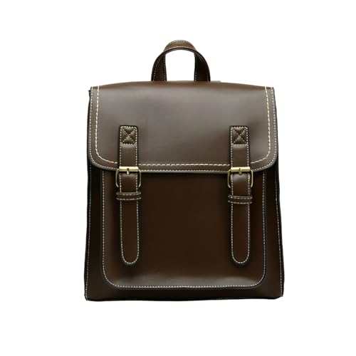 Retro PU Leder Vintage Damen Rucksack Damentasche Schultertasche 2 in 1 Damen Rucksack für Mädchen (Kaffee) von DokinReich