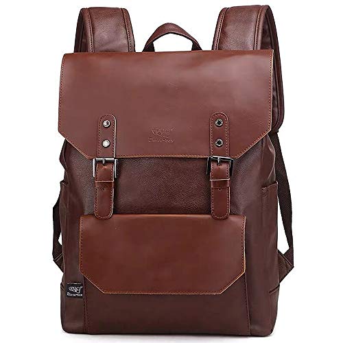 DokinReich Groß Rucksack Damen Herren Vintage Rucksack Damen Herren Wanderrucksack Schultasche Herren mit 15 Zoll Laptopfach-Kaffee von DokinReich