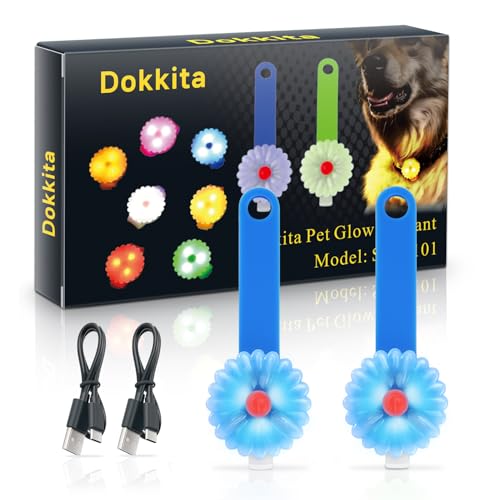Dokkita Hundelicht, Blinklicht Schulranzen Kinder 2er, Sicherheits LED Blinklicht für Hunde - Katzen, USB-C Wiederaufladbar LED Licht Leuchthalsband Hund, Licht für Jogger -Walker-Blau von Dokkita