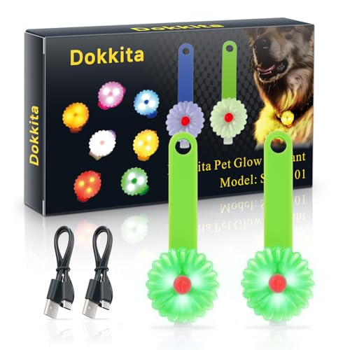 Dokkita Hundelicht, Blinklicht Schulranzen Kinder 2er, Sicherheits LED Blinklicht für Hunde - Katzen, USB-C Wiederaufladbar LED Licht Leuchthalsband Hund, Licht für Jogger -Walker-Grün von Dokkita