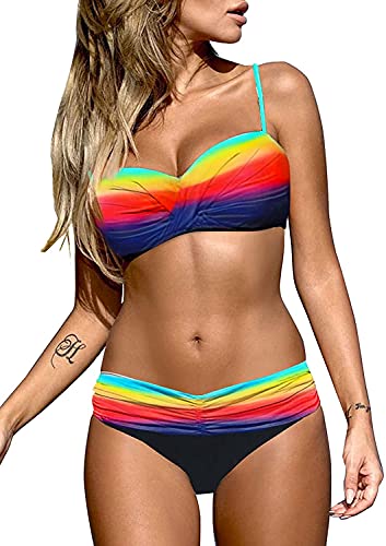 Dokotoo Damen Bikini Set Sexy Push Up Badeanzug Zweiteilige Bademode Swimsuit, Mehrfarbig, M von Dokotoo