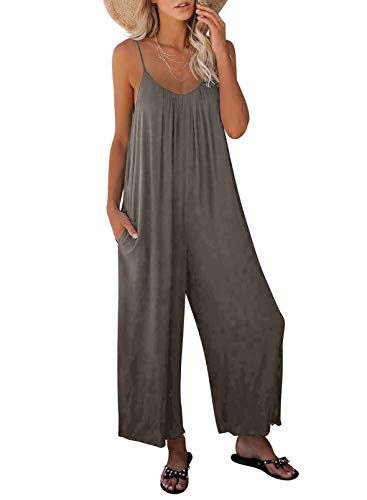 Dokotoo Damen Jumpsuit Ärmellos Jumpsuit Casual Overall Sexy Hosenanzug V-Ausschnitt Playsuit Sommer Oversize Lose Hose mit Taschen Grau S Dokotoo Damen Jumpsuit Ärmellos Jumpsuit Casual Overall Sexy Hosenanzug V-Ausschnitt Playsuit Sommer Oversize Lose Hose mit Taschen Grau S von Dokotoo