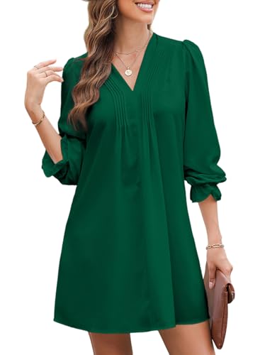 Dokotoo Kleid Damen Langarm Elegant Einfarbig A-Linien Rüschenärmel V-Ausschnitt Midikleid Partykleid Freizeitkleid Dating-Kleid Sommerkleider Rüschenkleid Grün 2XL Dokotoo Kleid Damen Langarm Elegant Einfarbig A-Linien Rüschenärmel V-Ausschnitt Midikleid Partykleid Freizeitkleid Dating-Kleid Sommerkleider Rüschenkleid Grün 2XL von Dokotoo