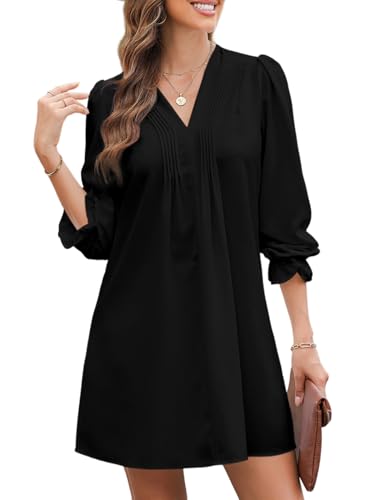 Dokotoo Kleid Damen Langarm Elegant Einfarbig A-Linien Rüschenärmel V-Ausschnitt Midikleid Partykleid Freizeitkleid Dating-Kleid Sommerkleider Rüschenkleid Schwarz 2XL Dokotoo Kleid Damen Langarm Elegant Einfarbig A-Linien Rüschenärmel V-Ausschnitt Midikleid Partykleid Freizeitkleid Dating-Kleid Sommerkleider Rüschenkleid Schwarz 2XL von Dokotoo