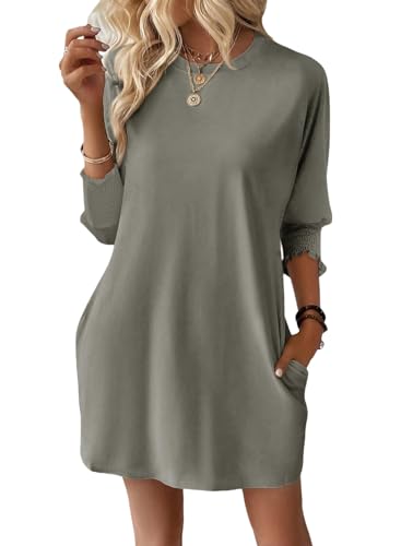 Dokotoo Kleid Damen Sommer 2025 Lässig Sommerkleider Rundhals 3/4 Ärmel Minikleid Sonnenkleid Einfarbig Kurzarm Strand Kleider Frühlings Sommerkleid Lockeres Freizeitkleid Grau S Dokotoo Kleid Damen Sommer 2025 Lässig Sommerkleider Rundhals 3/4 Ärmel Minikleid Sonnenkleid Einfarbig Kurzarm Strand Kleider Frühlings Sommerkleid Lockeres Freizeitkleid Grau S von Dokotoo