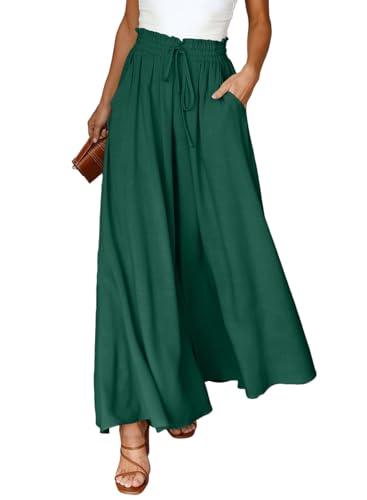 Dokotoo Sommerhose Damen Leicht Palazzo Hose Elegant Sommer High Waist Baggy Leinenhose Freizeithose Baumwolle Leinen Weite Hosen mit Taschen Kordelzug Elastisch Einfarbig Stoffhose Grün L Dokotoo Sommerhose Damen Leicht Palazzo Hose Elegant Sommer High Waist Baggy Leinenhose Freizeithose Baumwolle Leinen Weite Hosen mit Taschen Kordelzug Elastisch Einfarbig Stoffhose Grün L von Dokotoo