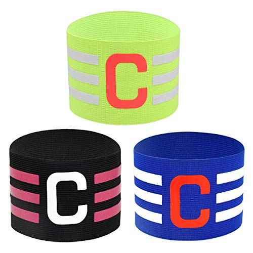 Dokpav 3 Stück Fußball Spielführer-armbinde, Verstellbare Größe Elastische Kapitänsbinde Armbinde, Fußball Captain Armband, Elastic Kapitäns Armbinde, Fußball Elastic Armbinden für Kinder, Erwachsene von Dokpav