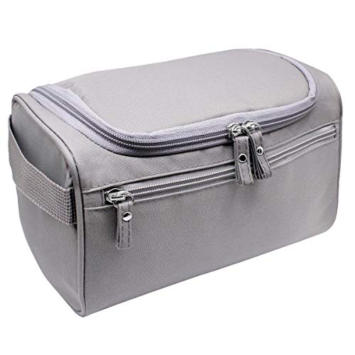 Reise Kulturbeutel Kulturtasche zum Aufhängen Herren & Damen Kosmetiktasche mit Mesh und Zip Fach Groß Waschtasche Wasserdicht Männer Frauen für Koffer Handgepäck Grau von Dokpav
