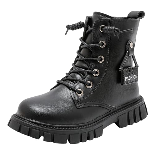 Dola22g Mädchen Stiefeletten Kinder Wasserdicht Stiefel Winter Warm Plüsch Gefüttert Winterstiefel für Mädchen Kleines Kind/Big Kid, Schwarz , 36 EU von Dola22g