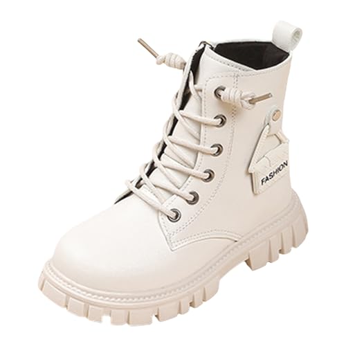 Dola22g Mädchen Stiefeletten Kinder Wasserdicht Stiefel Winter Warm Plüsch Gefüttert Winterstiefel für Mädchen Kleines Kind/Big Kid, weiß, 34 EU von Dola22g