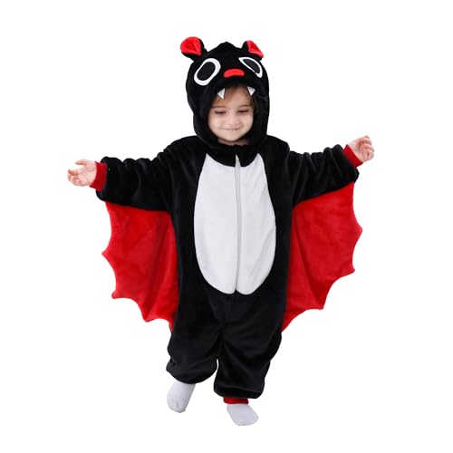 Doladola Baby overall Animal Leopard OnesieBaby Strampler mit Kapuze Säuglingsoverall-Pyjama(2-3 Jahre, Fledermaus) von Doladola