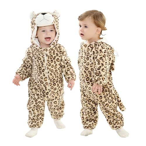 Doladola Babyoverall Animal Leopard kostüm Baby Strampler Säuglingsoverall-Pyjama(12-18 Monate,Helle Farbe Leopard) von Doladola
