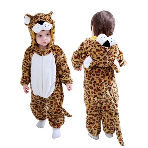 Doladola Babyoverall Animal Leopard kostüm Baby Strampler Säuglingsoverall-Pyjama(12-18 Monate,Leopard) von Doladola