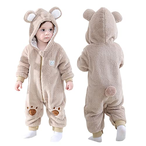 Doladola Babyspielanzug Tier overall Spielanzug Schlafanzug Flanell Frühling Strampler Pyjama Bekleidung Karikatur Tier Jumpsuit für Baby mädchen und Junge (BeigeBär,Alter 4-5 Jahre) von Doladola