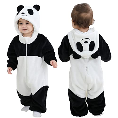 Doladola Babyspielanzug Tier overall Spielanzug Schlafanzug Flanell Frühling Strampler Pyjama Bekleidung Karikatur Tier Jumpsuit für Baby mädchen und Junge (Panda,Alter 4-5 Jahre) von Doladola