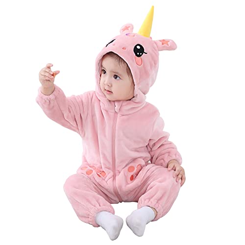 Doladola Unisex Baby Frühling Herbst Tier Strampler Baby Jungen Mädchen Flanell Ein Stück Pyjama(4-5 Jahre,Einhorn) von Doladola