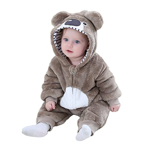 Doladola Unisex Baby Frühling Herbst Tier Strampler Baby Jungen Mädchen Flanell Ein Stück Pyjama(3-6 Monate,Koala) von Doladola