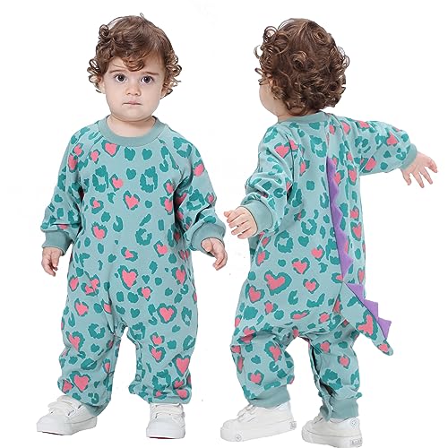 Doladola Unisex Baby Strampler mit Baumwolle,Baby overalls für Jungen und Mädchen mit 3D Tier tail,Kleidung für Kinder als (Blaue Dinosaurier, 12-18 Monate) von Doladola