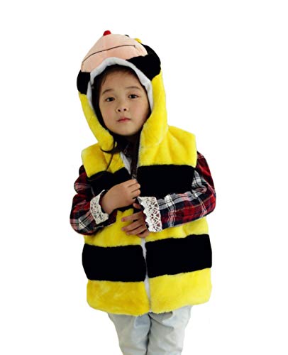 Doladola Unisex Kinder Kapuzenweste Plüsch Mode Weste mit Tier Hoodie für Jungen und Mädchen Dress Up Kostüm (Biene, L) von Doladola