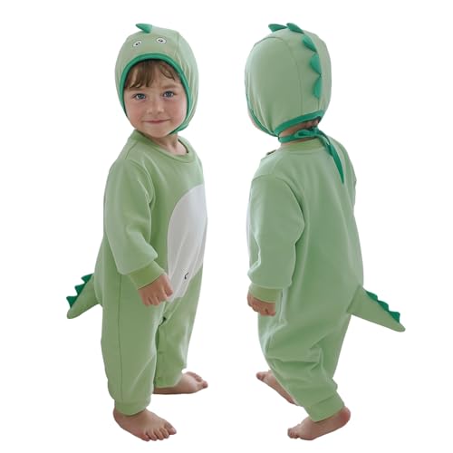 Doladola Unisex Strampler Pyjama Bekleidung Karikatur Baumwolle，Langarm Jumpsuits Säuglingskleidung Outfits mit 3D Tier tail (Dinosaur, 18-24 Monate) von Doladola