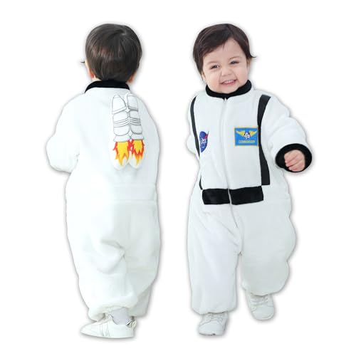 Doladola baby Jungen Mädchen Astronaut inspiriert Fleece Strampler mit Kapuze Outfits mit Baumwollfutter ((3-6 Monate, Astronaut) von Doladola