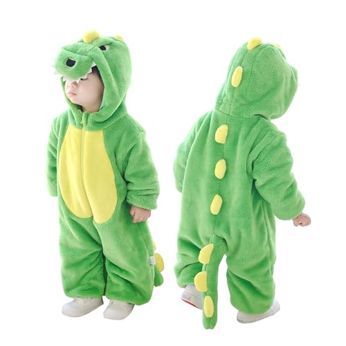 Doladola baby Jungen Mädchen Tier inspiriert Fleece Strampler mit Kapuze Outfits mit Baumwollfutter(24-30 Monate, Grün Dinosaurier) von Doladola