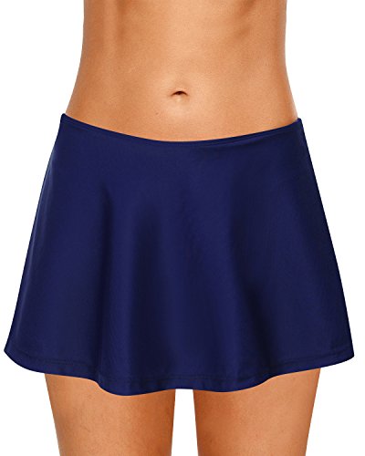 Dolamen Damen Badeshorts Bikinihose Rock Shorts Trunks 2018 Badeanzug Bauchweg Badekleid mit Mit Mit Integrierter Hose Mehrfarbig Mini Bikini Takini Baderock Beachwear (Large, Blau) von Dolamen