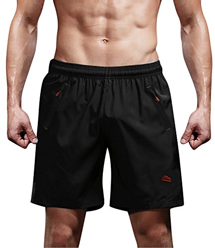 Dolamen Herren Badehose Badeshorts Kurze Hose Shorts, Herren Badeanzug Swimming Trunks Schwimmhose Badekleid Bademode verstellbarem Tunnelzug innen & Reißverschlusstaschen, Übergröße (7XL=EU 4XL, Schwarz) von Dolamen