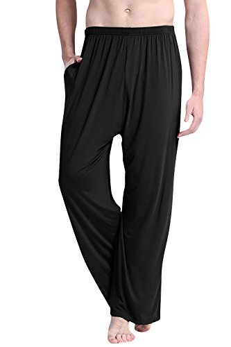 Dolamen Herren Schlafanzughose Hose Lang, 2018 Modal Baumwolle unterwäsche Casual Hosen Nachtwäsche Pyjamahose verstellbarem Elastik-Bund Taschen Schlafen Yoga Sport Freizeit (XX-Large, Schwarz) von Dolamen