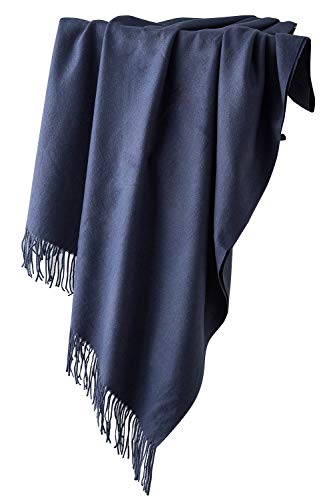 Dolamen Unisex Damen Herren Schal Schlauchschal mit Fransen, Winter Feinstrick Halstücher Stolen Umschlagtücher Schal, Warmes Halstuch für Business (78.74 * 27.56 zoll (200cm*70cm), Marine) von Dolamen