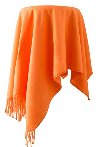 Dolamen Unisex Damen Herren Schal Schlauchschal mit Fransen, Winter Feinstrick Halstücher Stolen Umschlagtücher Schal, Warmes Halstuch für Business (78.74 * 27.56 zoll (200cm*70cm), Orange) von Dolamen