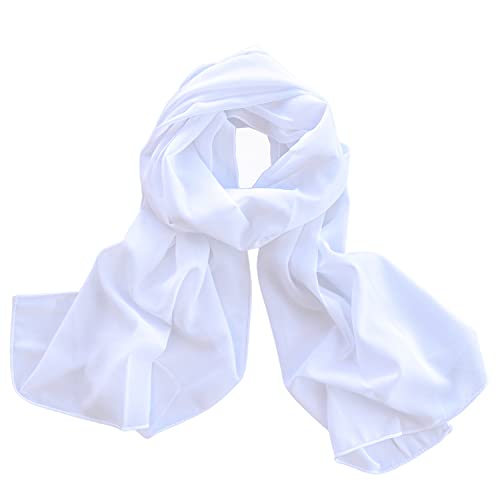 Dolce Abbraccio Damen Schal Stola Halstuch Tuch aus Chiffon für Frühling Sommer Ganzjährig Weiß von Dolce Abbraccio