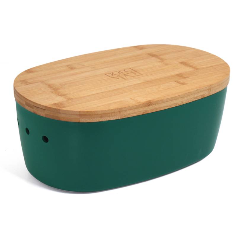 Dolce Mare Brotbehälter Brotbox Brotdose Brotkasten Bambus Schneidebrett Grün von Dolce Mare