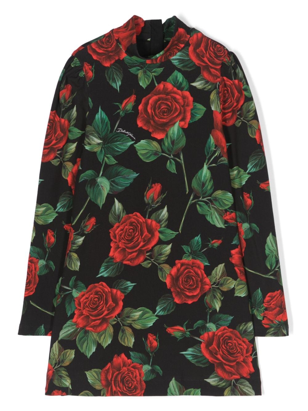 Dolce & Gabbana Kids Kleid mit Blumen-Print - Schwarz von Dolce & Gabbana Kids